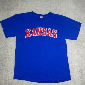 Vintage Soffe T Shirt Adult Medium Kansas Spell out Graphic Print Short Sleeve